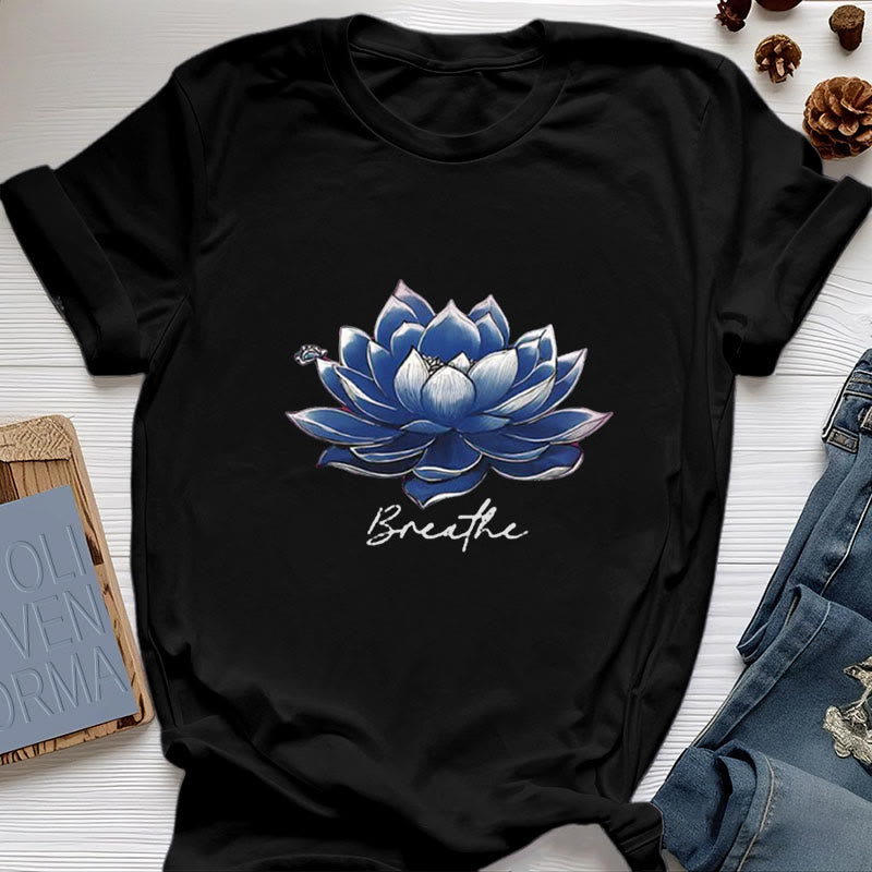 T-shirt spirituel Olivenorma « BREATHE » Lotus Yoga Apparel - Noir - 2XL - image 8