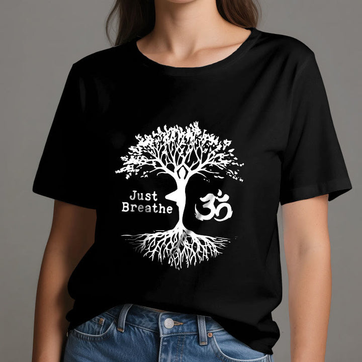 T-shirt Olivenorma « JUST BREATHE » Yoga Tree Symbole OM Spirituel - image 9