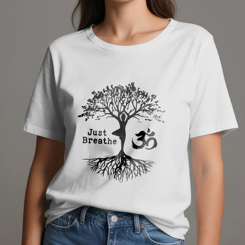 T-shirt Olivenorma « JUST BREATHE » Yoga Tree Symbole OM Spirituel - image 7