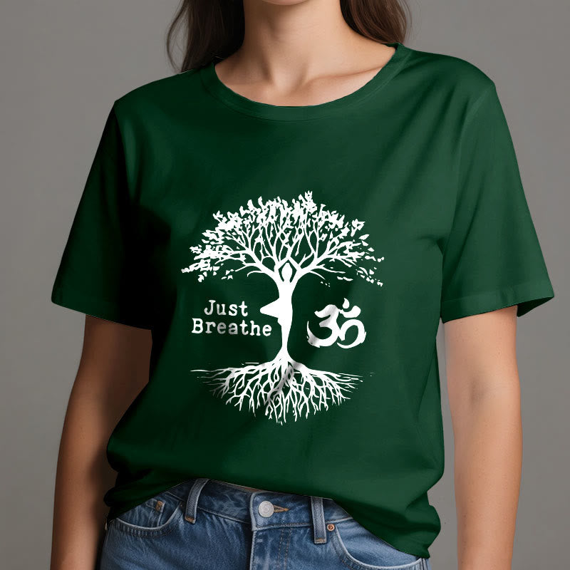 T-shirt Olivenorma « JUST BREATHE » Yoga Tree Symbole OM Spirituel - image 21