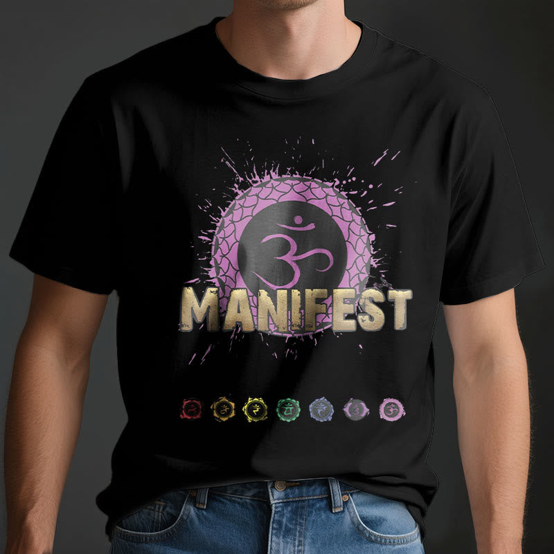 T-shirt unisexe Olivenorma « MANIFEST » à manches courtes pour le chakra de la gorge