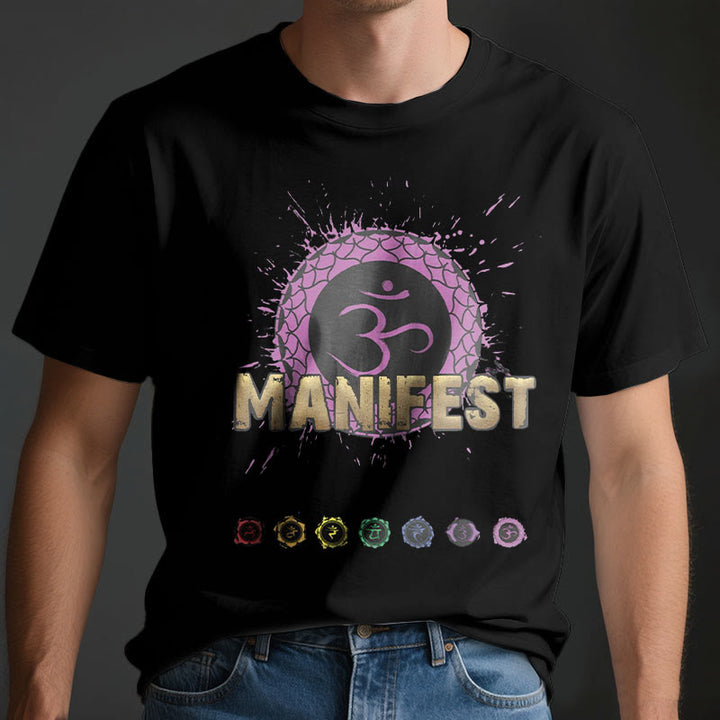 T-shirt unisexe Olivenorma « MANIFEST » à manches courtes pour le chakra de la gorge