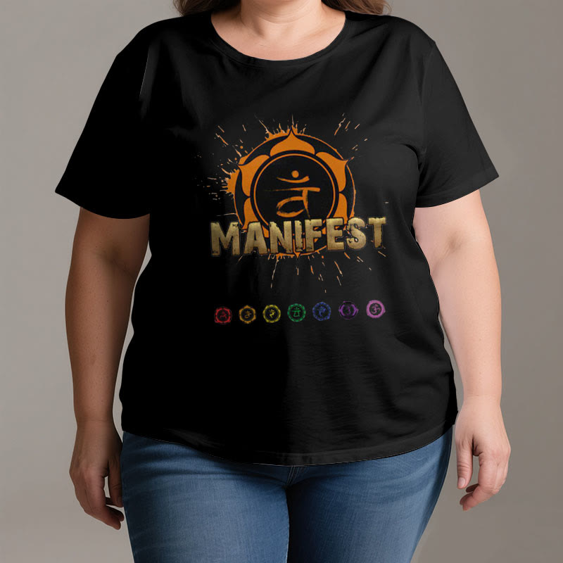 T-shirt unisexe Olivenorma « MANIFEST » à manches courtes pour le chakra de la gorge