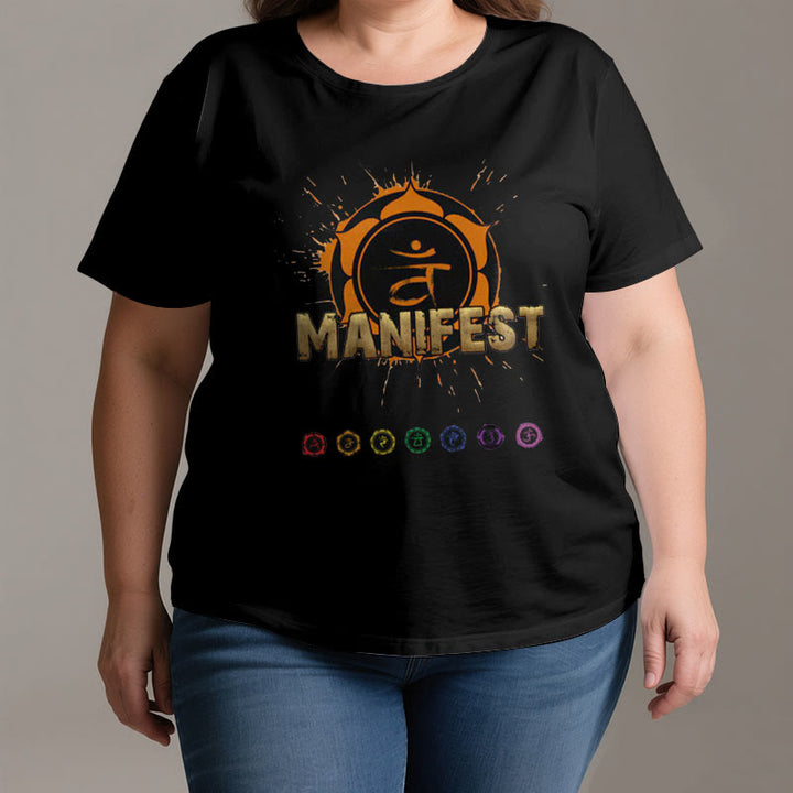 T-shirt unisexe Olivenorma « MANIFEST » à manches courtes pour le chakra de la gorge