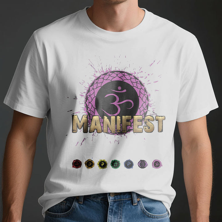 T-shirt unisexe Olivenorma « MANIFEST » à manches courtes pour le chakra de la gorge