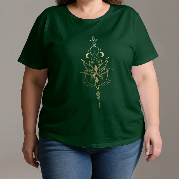 T-shirt en coton Olivenorma avec protection des phases de la lune et du lotus - image 3