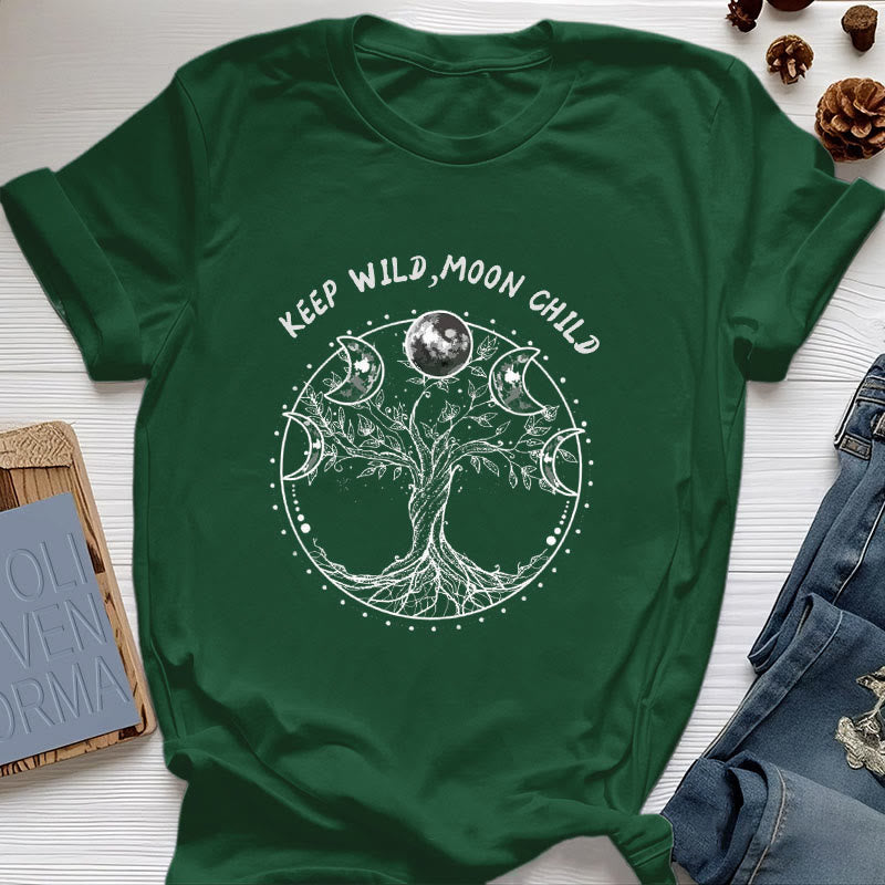 T-shirts Olivenorma « KEEP WILD, MOON CHILD » Arbre de vie Phases de lune - Vert foncé - 2XL - image 20