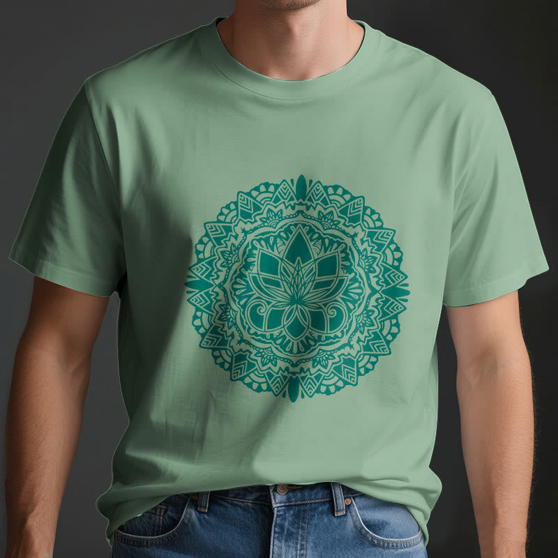 T-shirt imprimé lotus vert Olivenorma