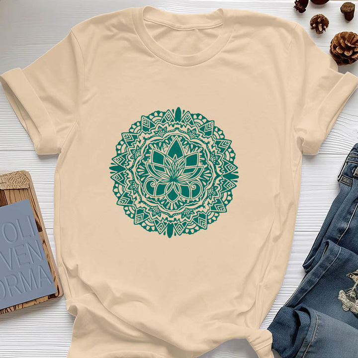 T-shirt imprimé lotus vert Olivenorma