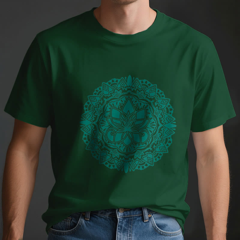 T-shirt imprimé lotus vert Olivenorma