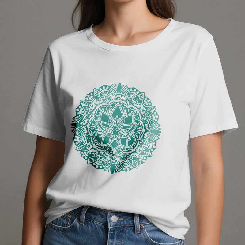 T-shirt imprimé lotus vert Olivenorma