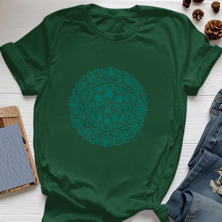 T-shirt imprimé lotus vert Olivenorma