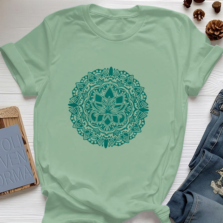 T-shirt imprimé lotus vert Olivenorma