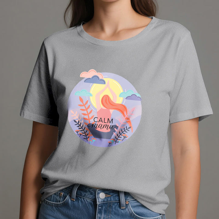 T-shirt de yoga imprimé Olivenorma Calm Mama