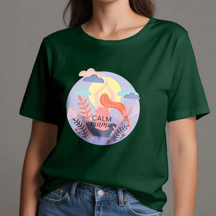 T-shirt de yoga imprimé Olivenorma Calm Mama