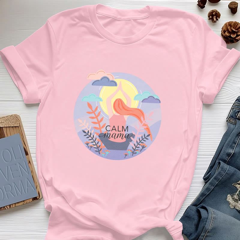 T-shirt de yoga imprimé Olivenorma Calm Mama