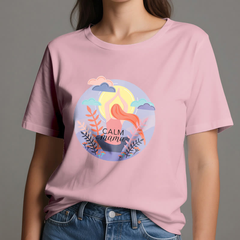 T-shirt de yoga imprimé Olivenorma Calm Mama