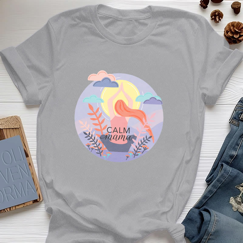 T-shirt de yoga imprimé Olivenorma Calm Mama