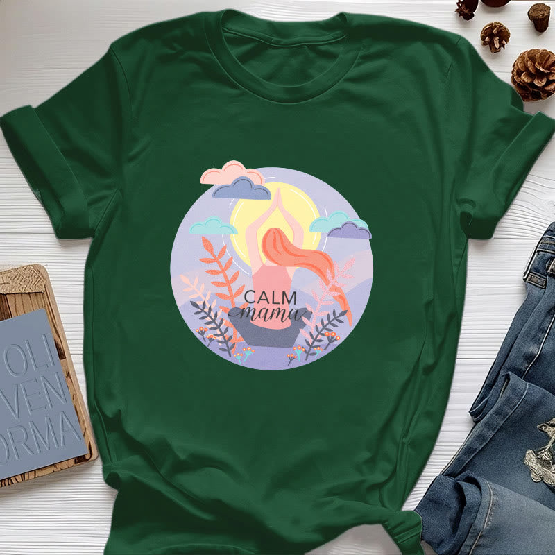 T-shirt de yoga imprimé Olivenorma Calm Mama