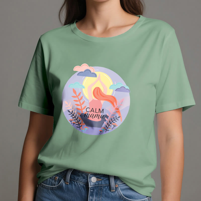 T-shirt de yoga imprimé Olivenorma Calm Mama