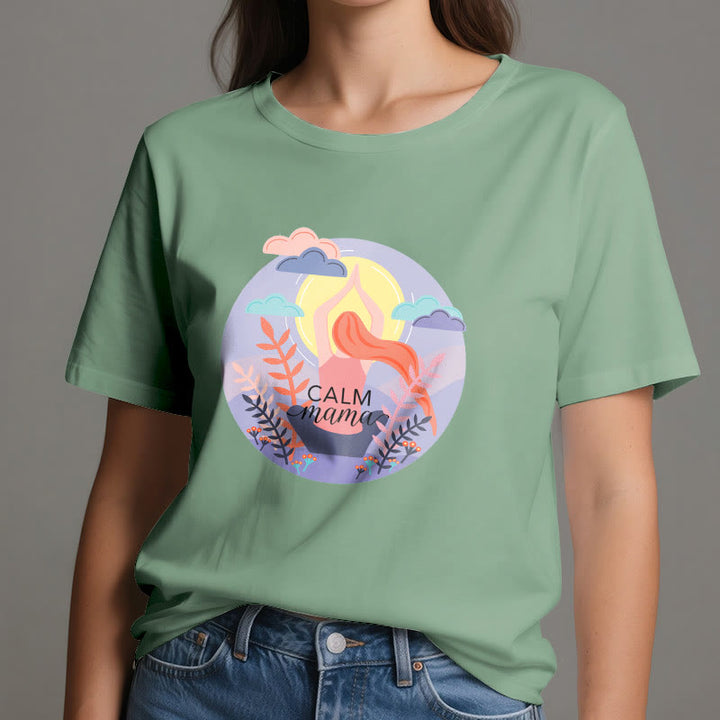 T-shirt de yoga imprimé Olivenorma Calm Mama