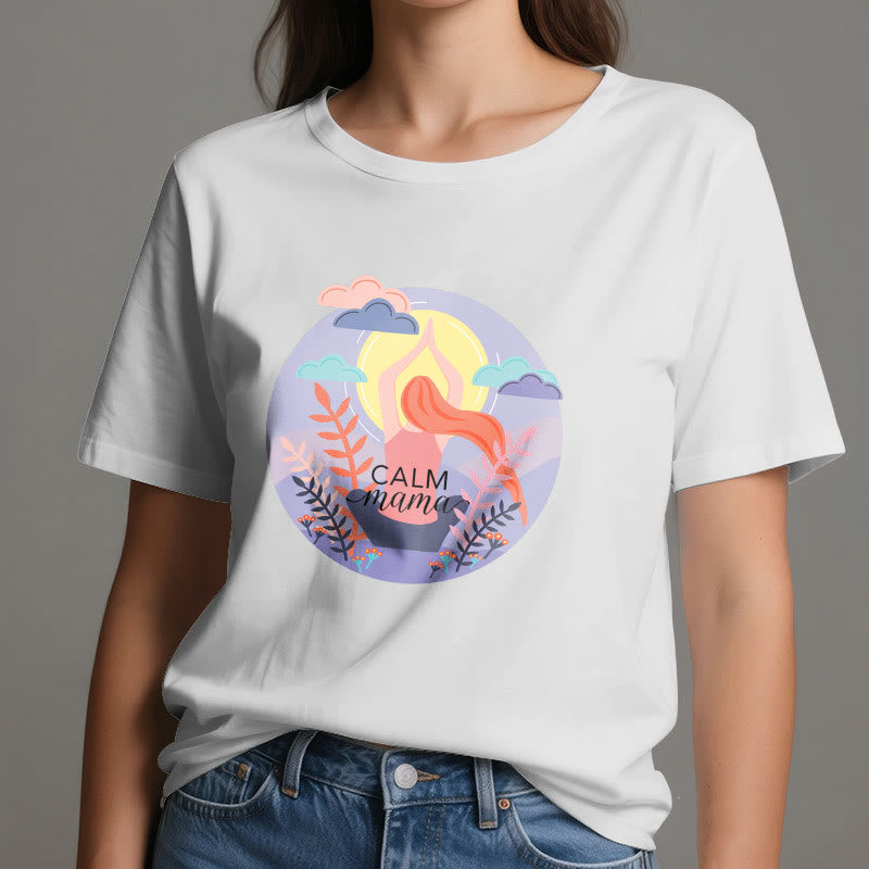 T-shirt de yoga imprimé Olivenorma Calm Mama