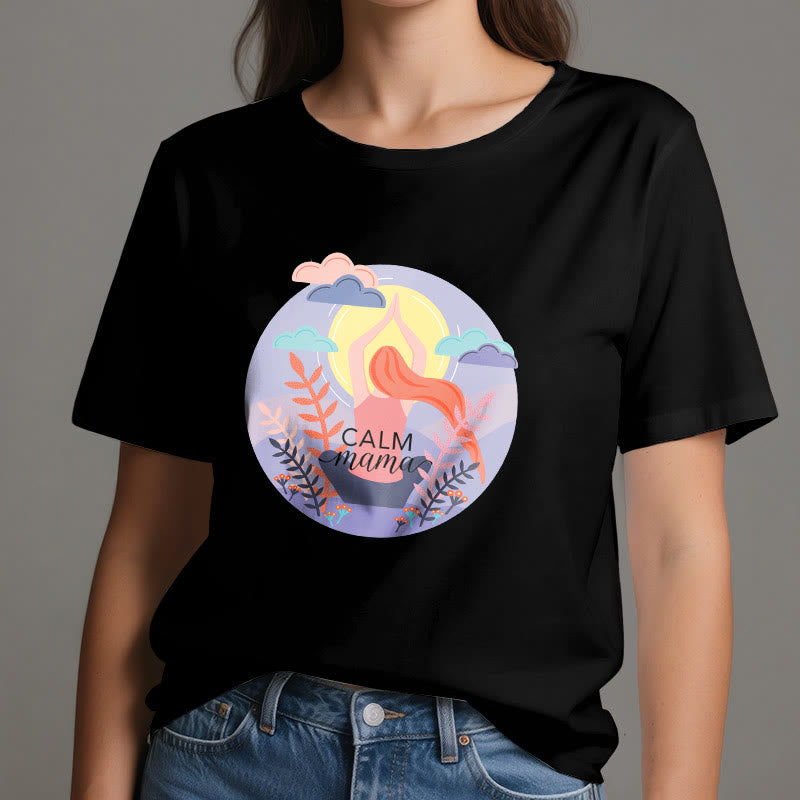 T-shirt de yoga imprimé Olivenorma Calm Mama