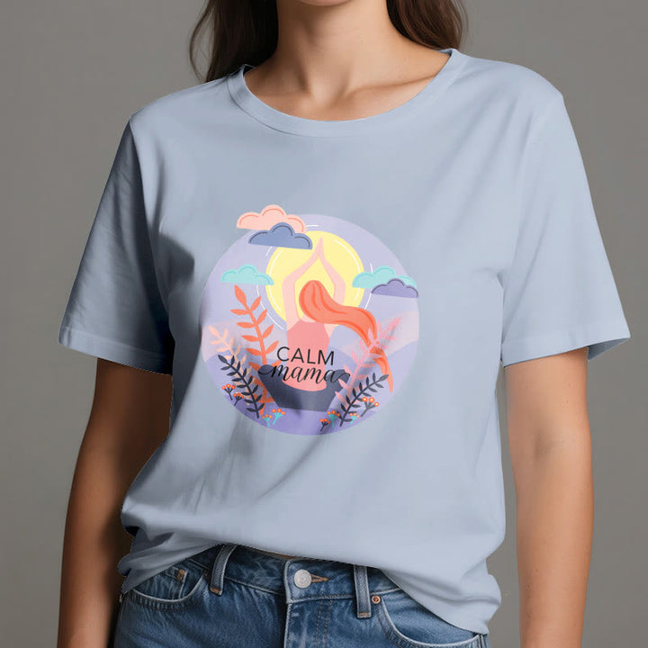 T-shirt de yoga imprimé Olivenorma Calm Mama
