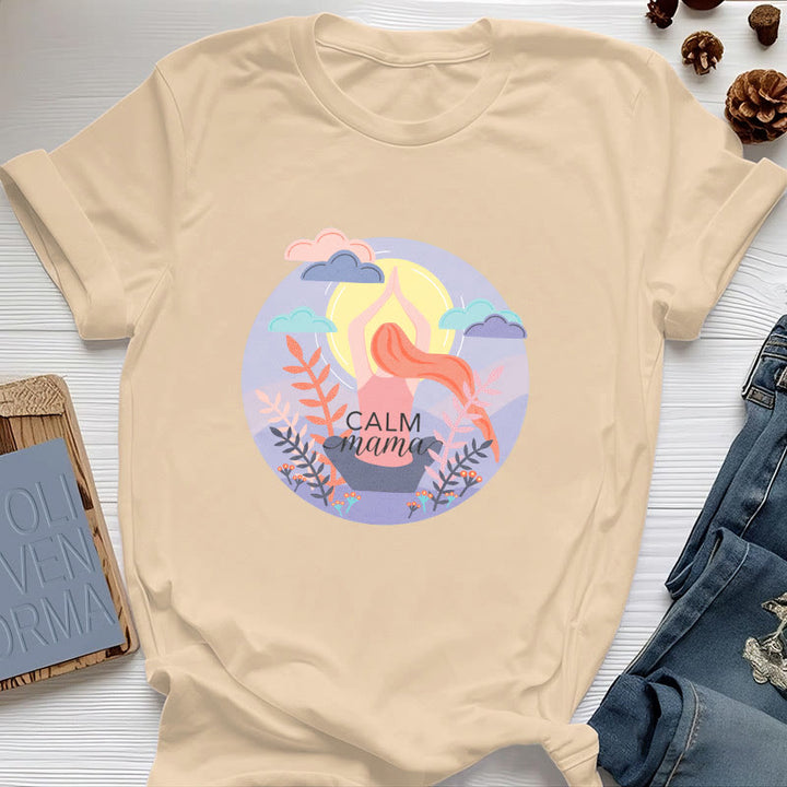 T-shirt de yoga imprimé Olivenorma Calm Mama