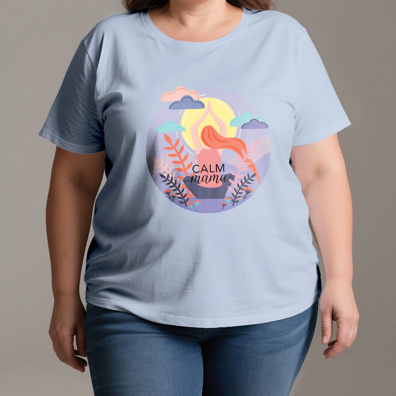 T-shirt de yoga imprimé Olivenorma Calm Mama