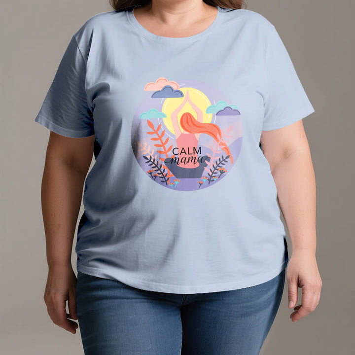 T-shirt de yoga imprimé Olivenorma Calm Mama