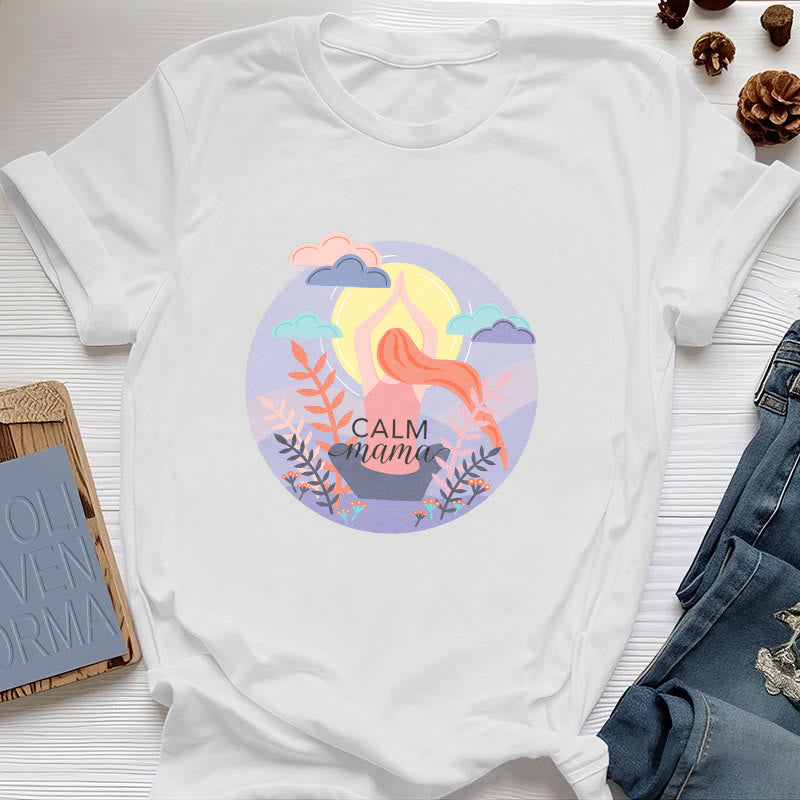 T-shirt de yoga imprimé Olivenorma Calm Mama
