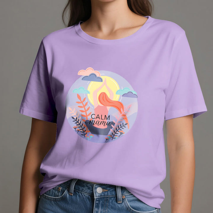 T-shirt de yoga imprimé Olivenorma Calm Mama