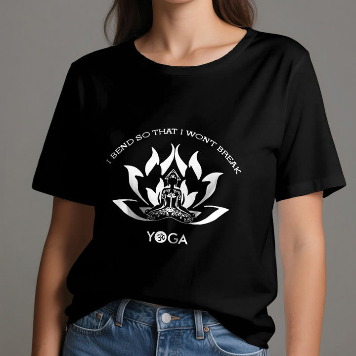 T-shirt de yoga Olivenorma « Je me plie pour ne pas me casser »