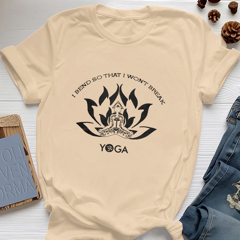 T-shirt de yoga Olivenorma « Je me plie pour ne pas me casser »