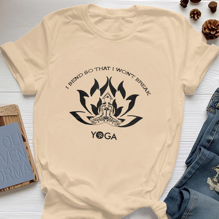T-shirt de yoga Olivenorma « Je me plie pour ne pas me casser »