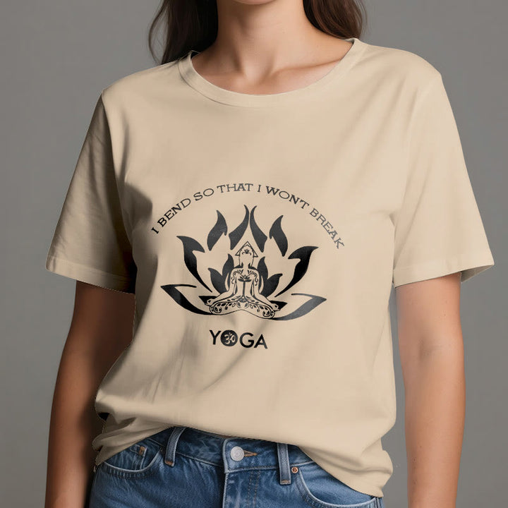 T-shirt de yoga Olivenorma « Je me plie pour ne pas me casser »