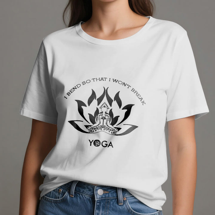 T-shirt de yoga Olivenorma « Je me plie pour ne pas me casser »