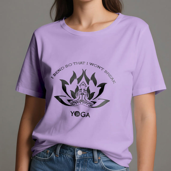 T-shirt de yoga Olivenorma « Je me plie pour ne pas me casser »