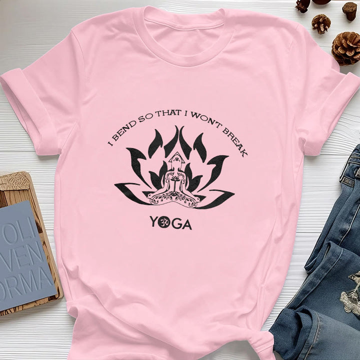 T-shirt de yoga Olivenorma « Je me plie pour ne pas me casser »