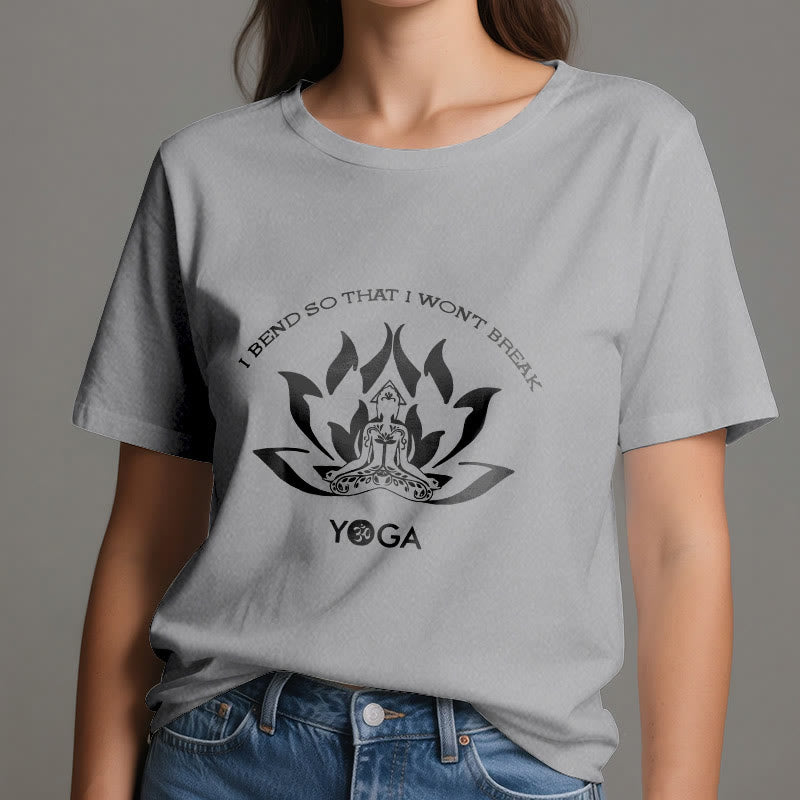 T-shirt de yoga Olivenorma « Je me plie pour ne pas me casser »