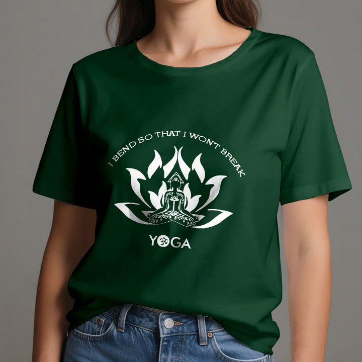 T-shirt de yoga Olivenorma « Je me plie pour ne pas me casser »