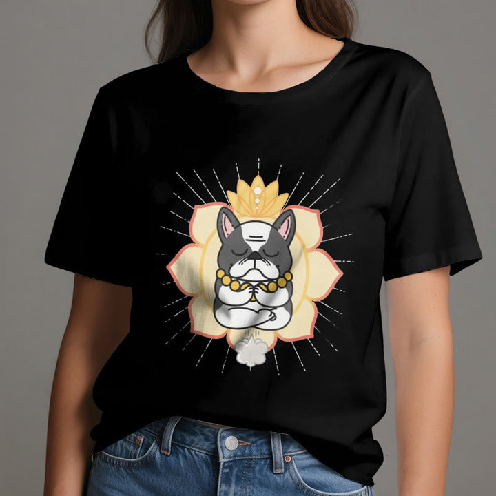 T-shirt imprimé bouledogue français Olivenorma Yoga Méditation