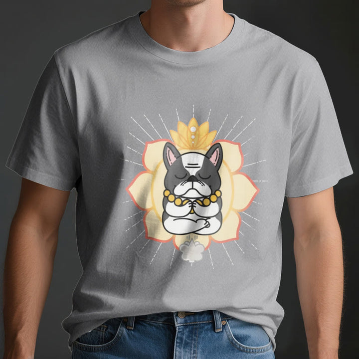 T-shirt imprimé bouledogue français Olivenorma Yoga Méditation