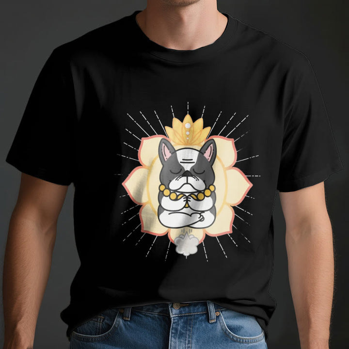 T-shirt imprimé bouledogue français Olivenorma Yoga Méditation