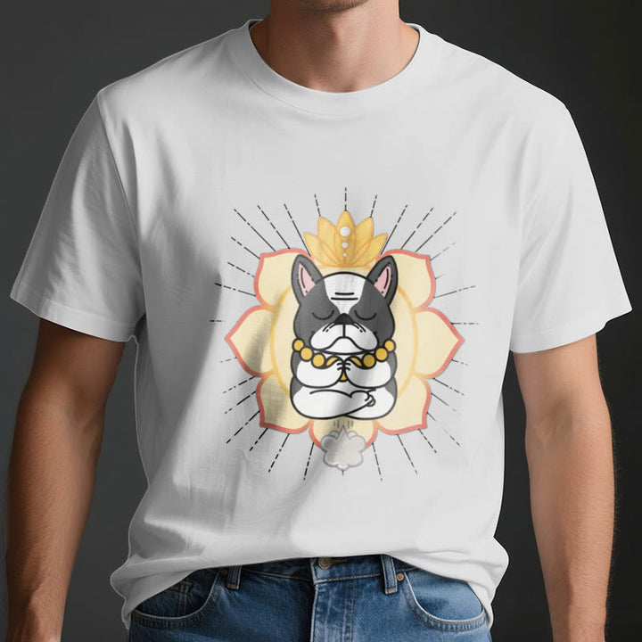 T-shirt imprimé bouledogue français Olivenorma Yoga Méditation