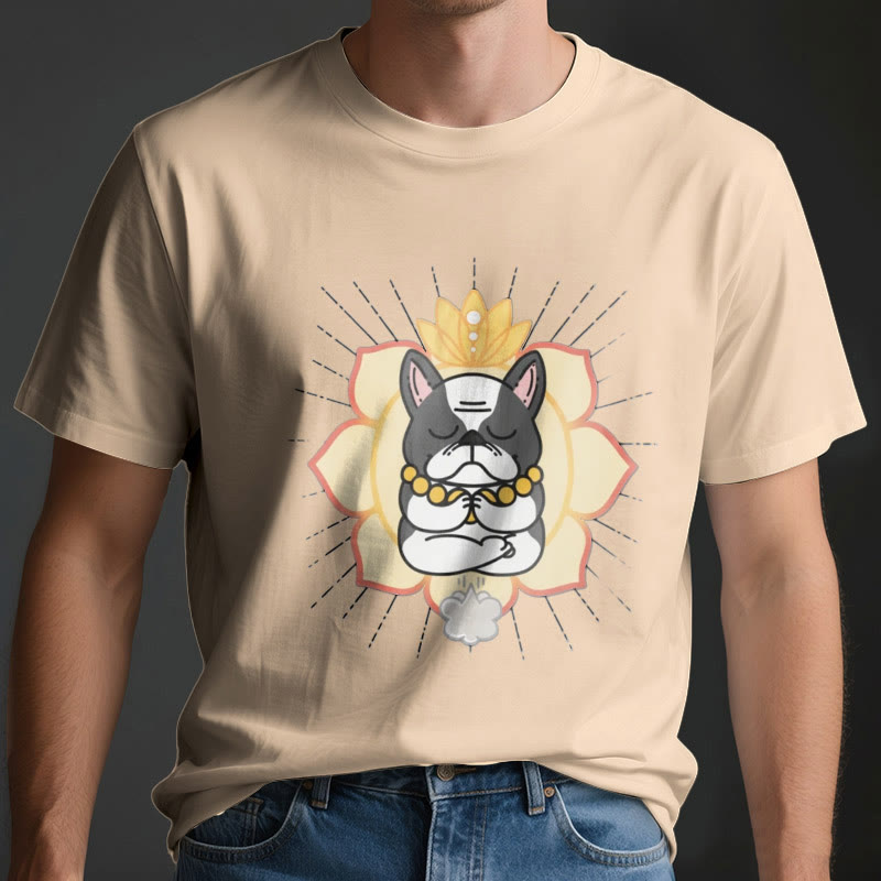 T-shirt imprimé bouledogue français Olivenorma Yoga Méditation