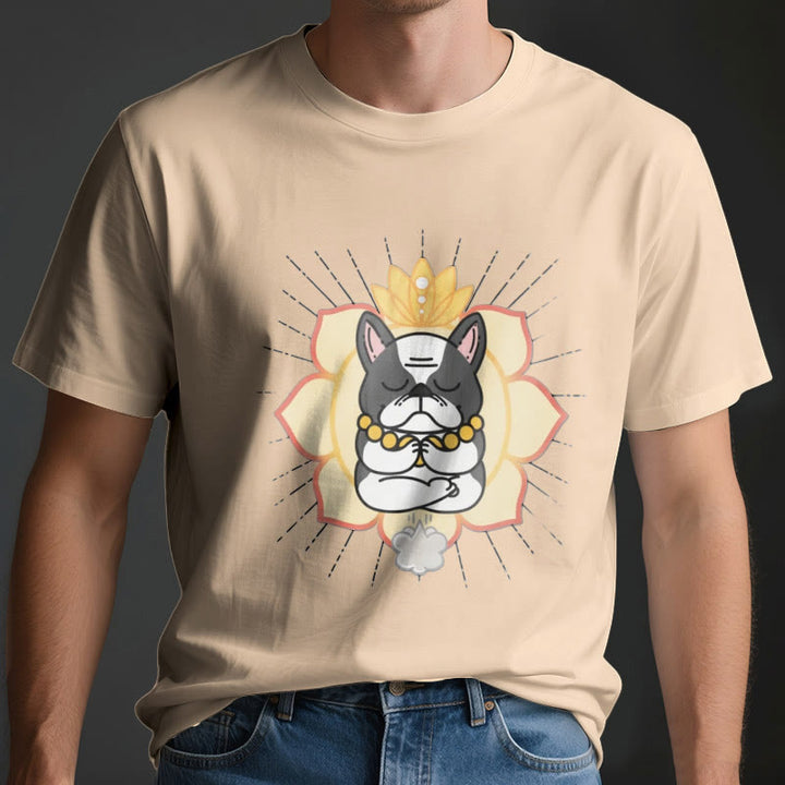 T-shirt imprimé bouledogue français Olivenorma Yoga Méditation