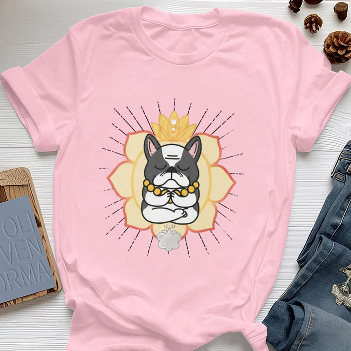T-shirt imprimé bouledogue français Olivenorma Yoga Méditation