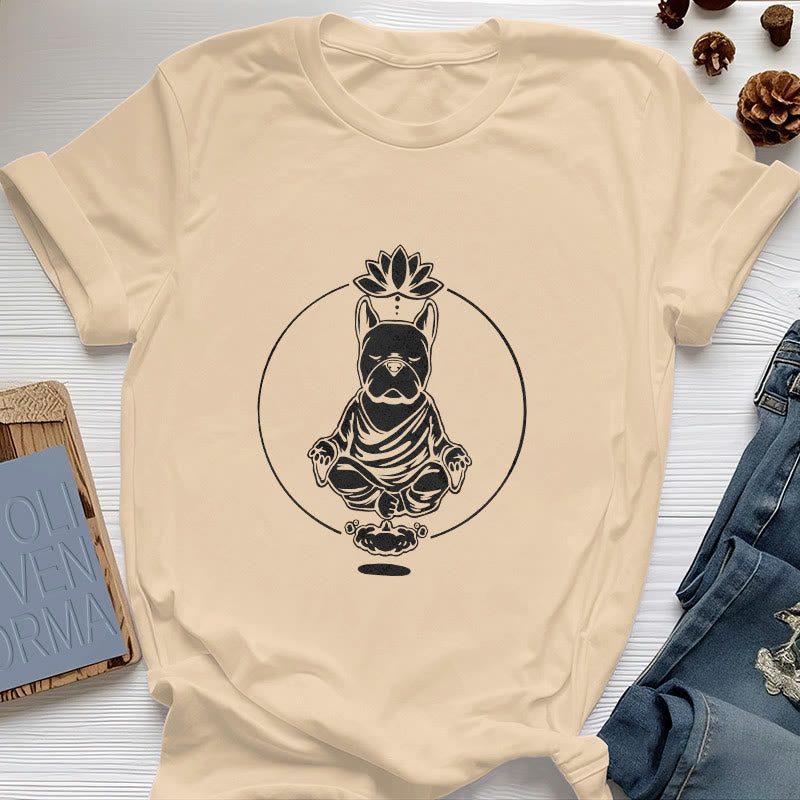 Olivenorma Zen Méditation Bouledogue Français Lotus T-Shirt